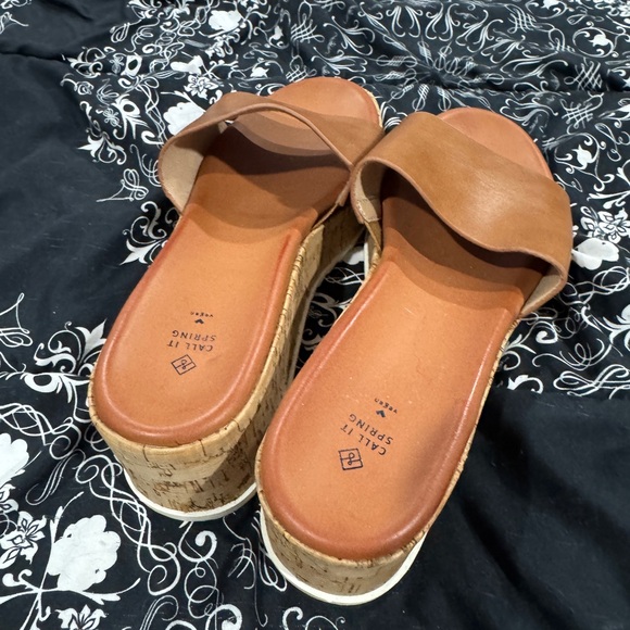 Call It Spring Tan Platform Slides - Picture 3 of 4